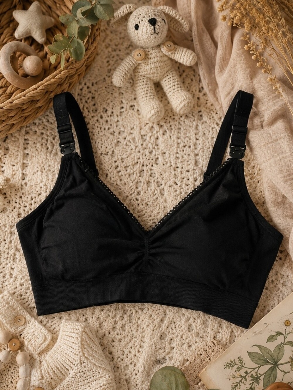 4/$15 Isabel Black Nursing Bra - Comfortable Supportive Maternity Bra Sz M